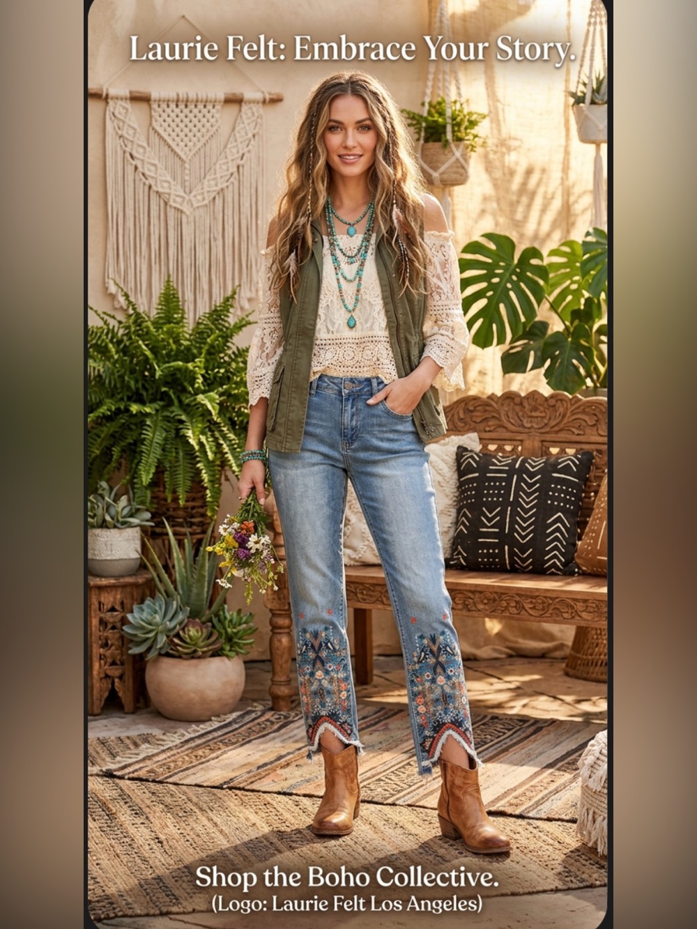 Like New ~ Laurie Felt Embroidered Cropped Jeans W/Multicolor Detail ~ Size 8